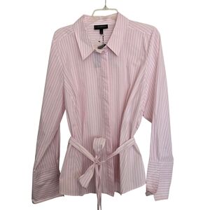 NWT Lane Bryant Pink Striped Long Sleeved Women's Blouse Top